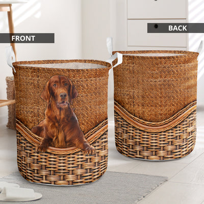 Irish Setter Dog Rattan Teaxture - Laundry Basket - Owls Matrix LTD