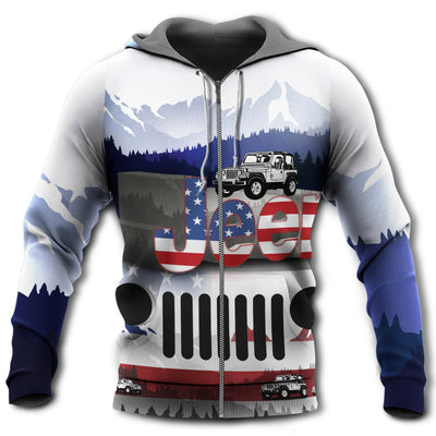Zip Hoodie / S Jeep America Flag Style - Hoodie - Owls Matrix LTD