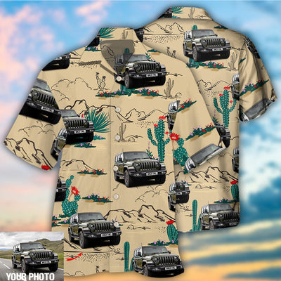 Jeep Cactus in Desert Custom Photo - Hawaiian Shirt - Owls Matrix LTD