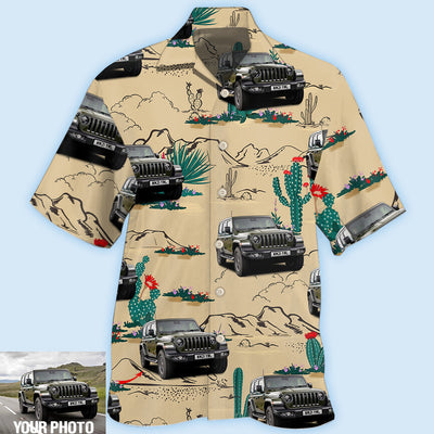 Jeep Cactus in Desert Custom Photo - Hawaiian Shirt - Owls Matrix LTD