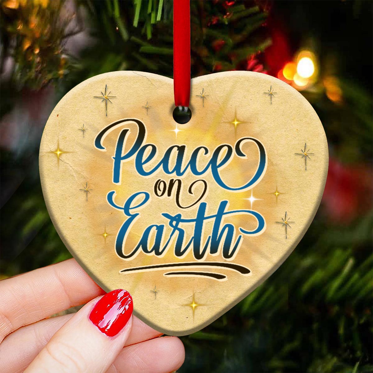 Jesus Peace On Earth - Heart Ornament - Owls Matrix LTD