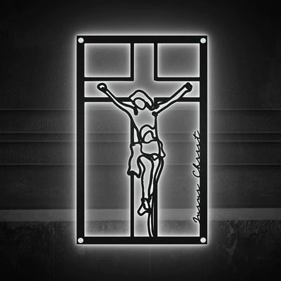 Jesus Christ On Cross - Led Light Metal - Owls Matrix LTD
