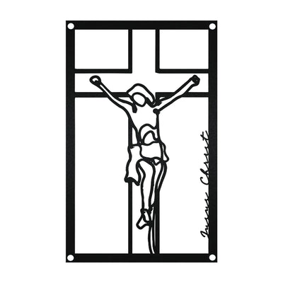 12"x12" Jesus Christ On Cross Metal Wall Art Faith Catholic - Led Light Metal - Owls Matrix LTD