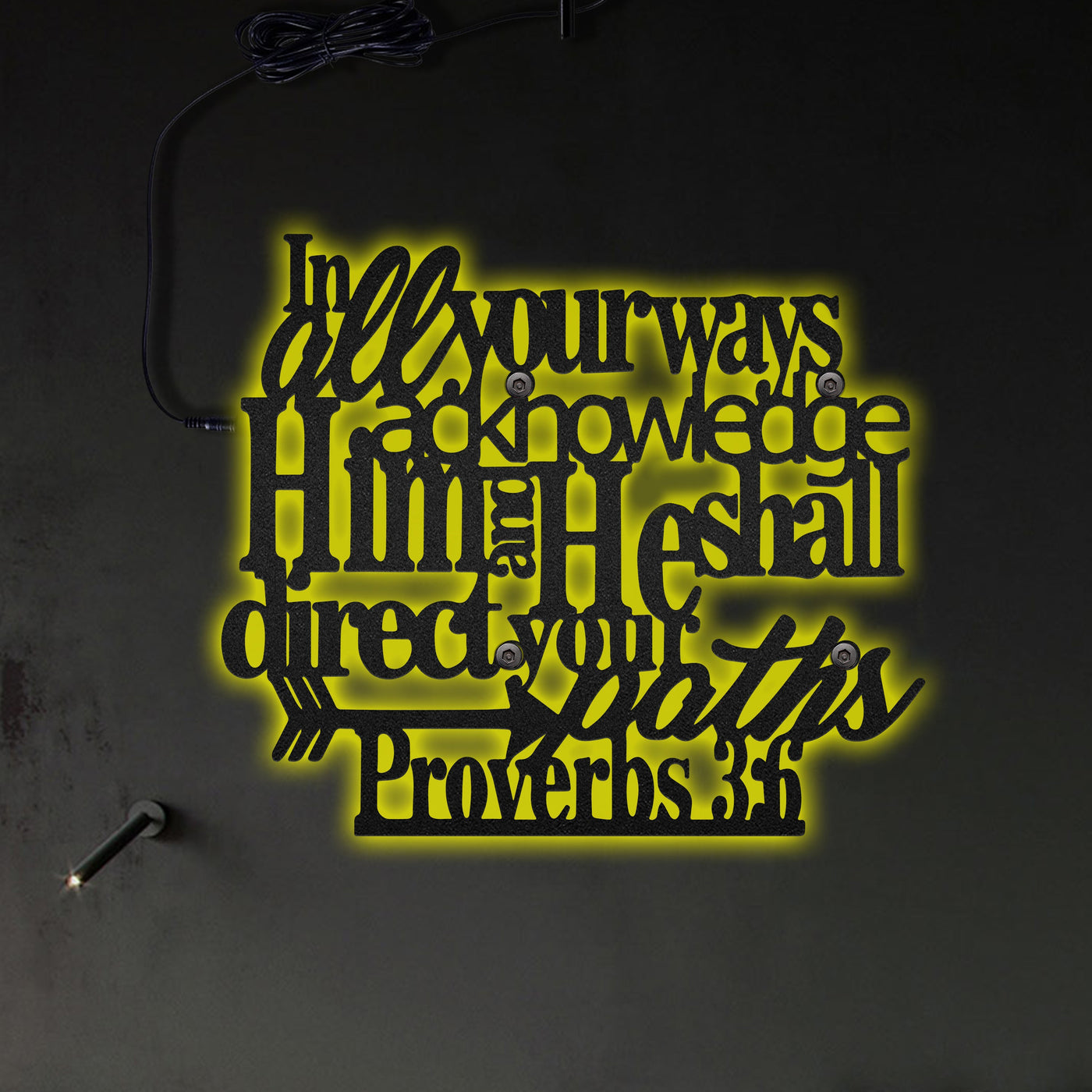 Jesus In All Your Ways Acknowledge Him And He Shall Direct Your Paths Proverbs - Led Light Metal - Owls Matrix LTD