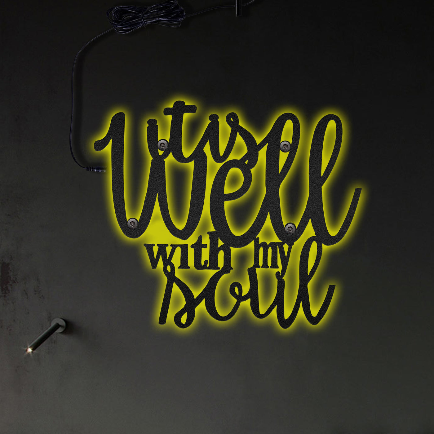 Jesus It Is Well With My Soul Quote - Led Light Metal - Owls Matrix LTD