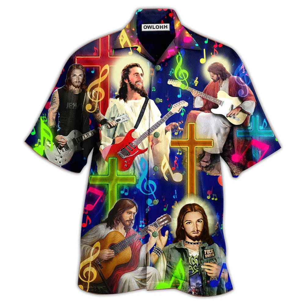 Hawaiian Shirt / Adults / S Guitar Jesus Love Guitar - Hawaiian Shirt - Owls Matrix LTD