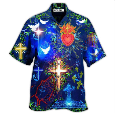 Hawaiian Shirt / Adults / S Jesus Put God First And Youll Be Last In Blue - Hawaiian Shirt - Owls Matrix LTD