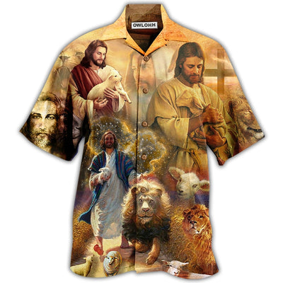 Hawaiian Shirt / Adults / S Jesus Saves Animals And Loves Animals - Hawaiian Shirt - Owls Matrix LTD