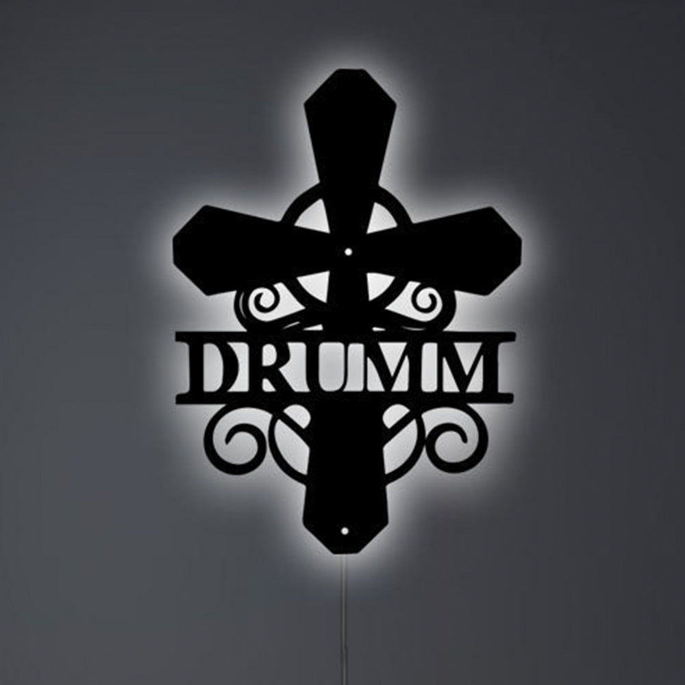 Jesus Split Letter Cross Monogram Personalized - Led Light Metal - Owls Matrix LTD