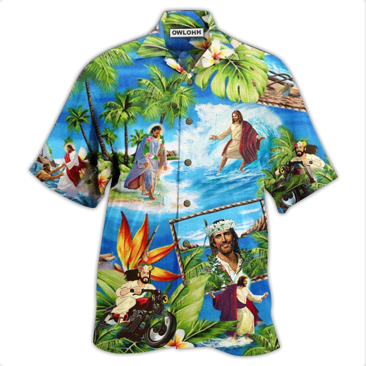 Hawaiian Shirt / Adults / S Jesus Stay Cool - Hawaiian Shirt - Owls Matrix LTD
