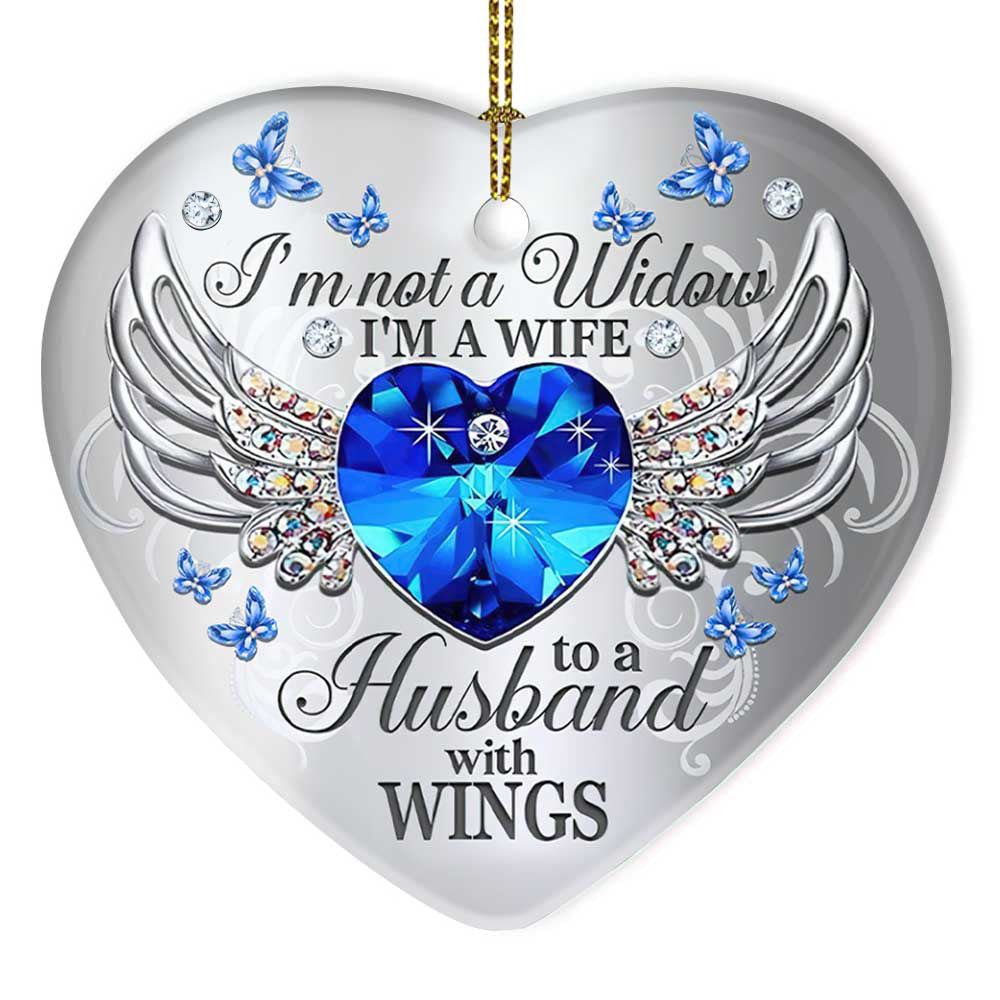 Butterfly My Husband Has Wings - Heart Ornament - Owls Matrix LTD