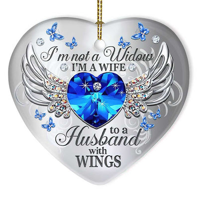 Butterfly My Husband Has Wings - Heart Ornament - Owls Matrix LTD