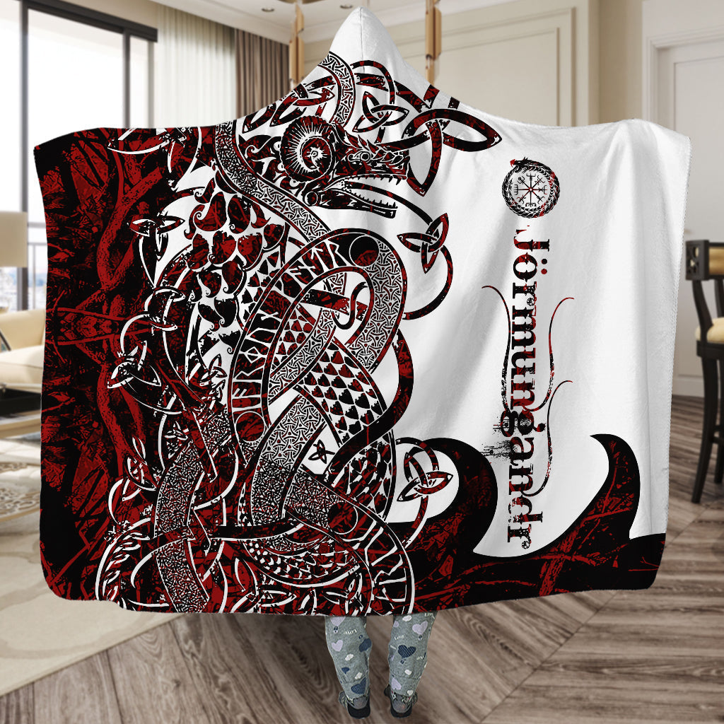 Viking Jörmungandr Legend Red And White Cool Style - Hoodie Blanket - Owls Matrix LTD