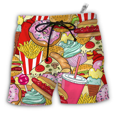 Beach Short / Adults / S Food Junk Food Art Colorful - Beach Short - Owls Matrix LTD