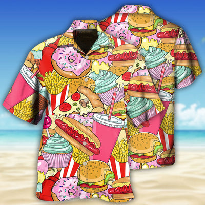 Food Junk Food Art Colorful - Hawaiian Shirt - Owls Matrix LTD