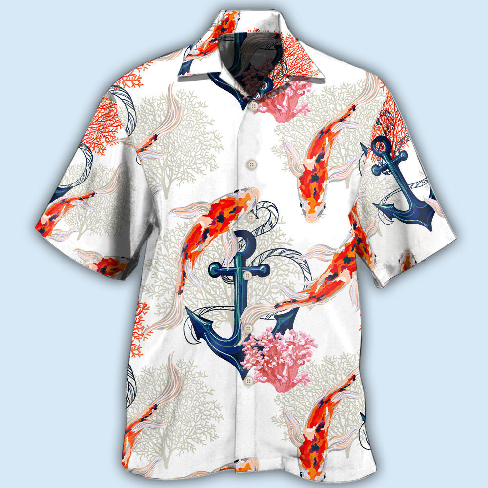 Fish Koi Fish Anchor Coral - Hawaiian Shirt - Owls Matrix LTD