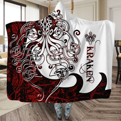 Viking Kraken Legend Red And White Cool Style - Hoodie Blanket - Owls Matrix LTD