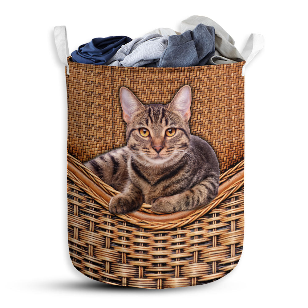 S: 17.72”x13.78” (45x35 cm) Cat American Shorthair Cat Rattan Teaxture - Laundry Basket - Owls Matrix LTD