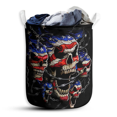 S: 17.72”x13.78” (45x35 cm) Skull Love America Forever - Laundry Basket - Owls Matrix LTD