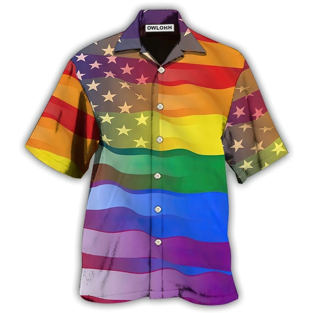 Hawaiian Shirt / Adults / S LGBT Love America Peace - Hawaiian Shirt - Owls Matrix LTD