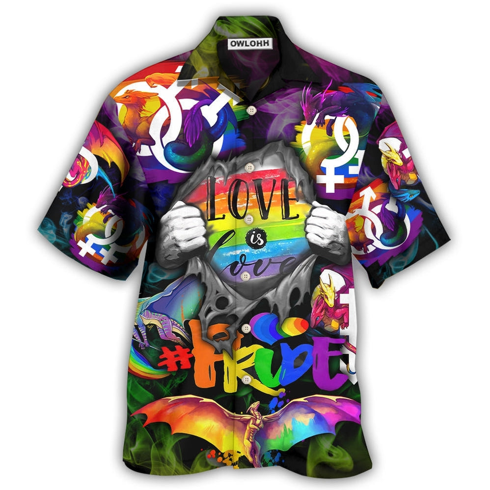Hawaiian Shirt / Adults / S LGBT Love Is Love Pride Hand - Hawaiian Shirt - Owls Matrix LTD