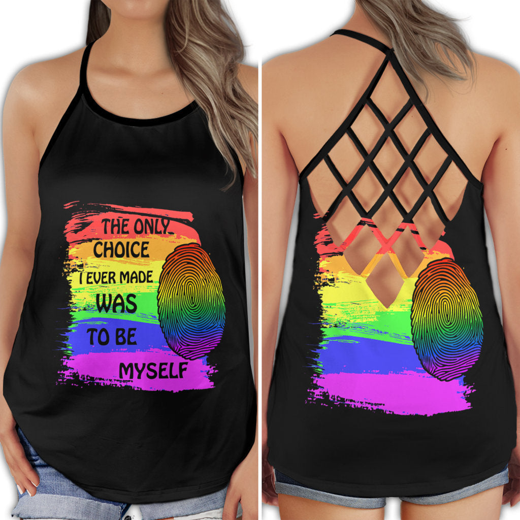 S LGBT Love Is Love My Life The Only Choice - Cross Open Back Tank Top - Owls Matrix LTD