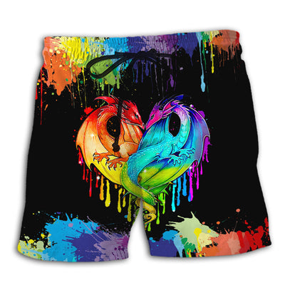 Beach Short / Adults / S LGBT Pride Dragon Colorful - Beach Short - Owls Matrix LTD