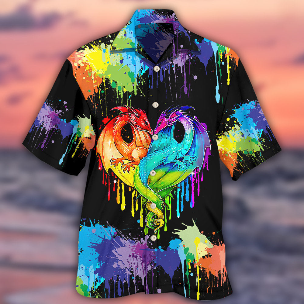 LGBT Pride Dragon Colorful - Hawaiian Shirt - Owls Matrix LTD