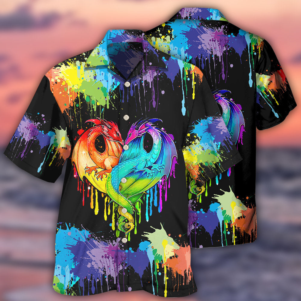 LGBT Pride Dragon Colorful - Hawaiian Shirt - Owls Matrix LTD