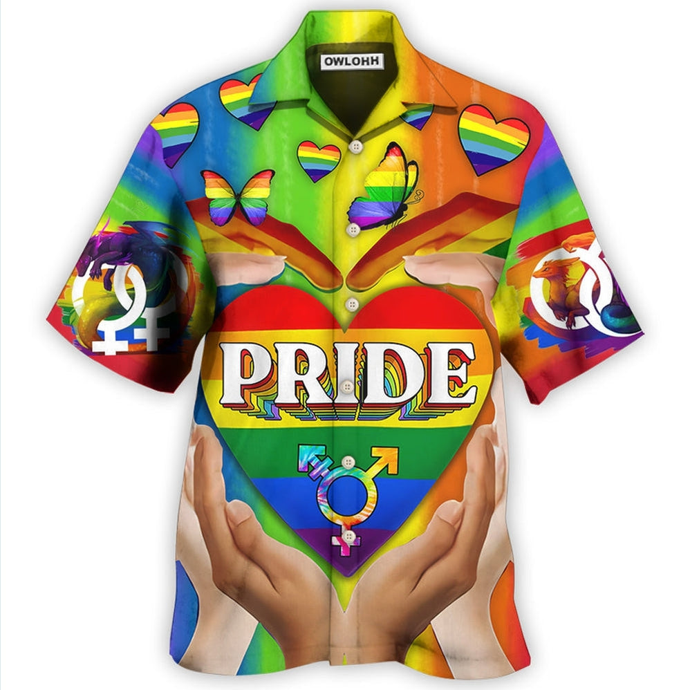 Hawaiian Shirt / Adults / S LGBT Pride Love Heart Style - Hawaiian Shirt - Owls Matrix LTD