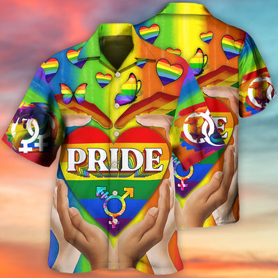 LGBT Pride Love Heart Style - Hawaiian Shirt - Owls Matrix LTD