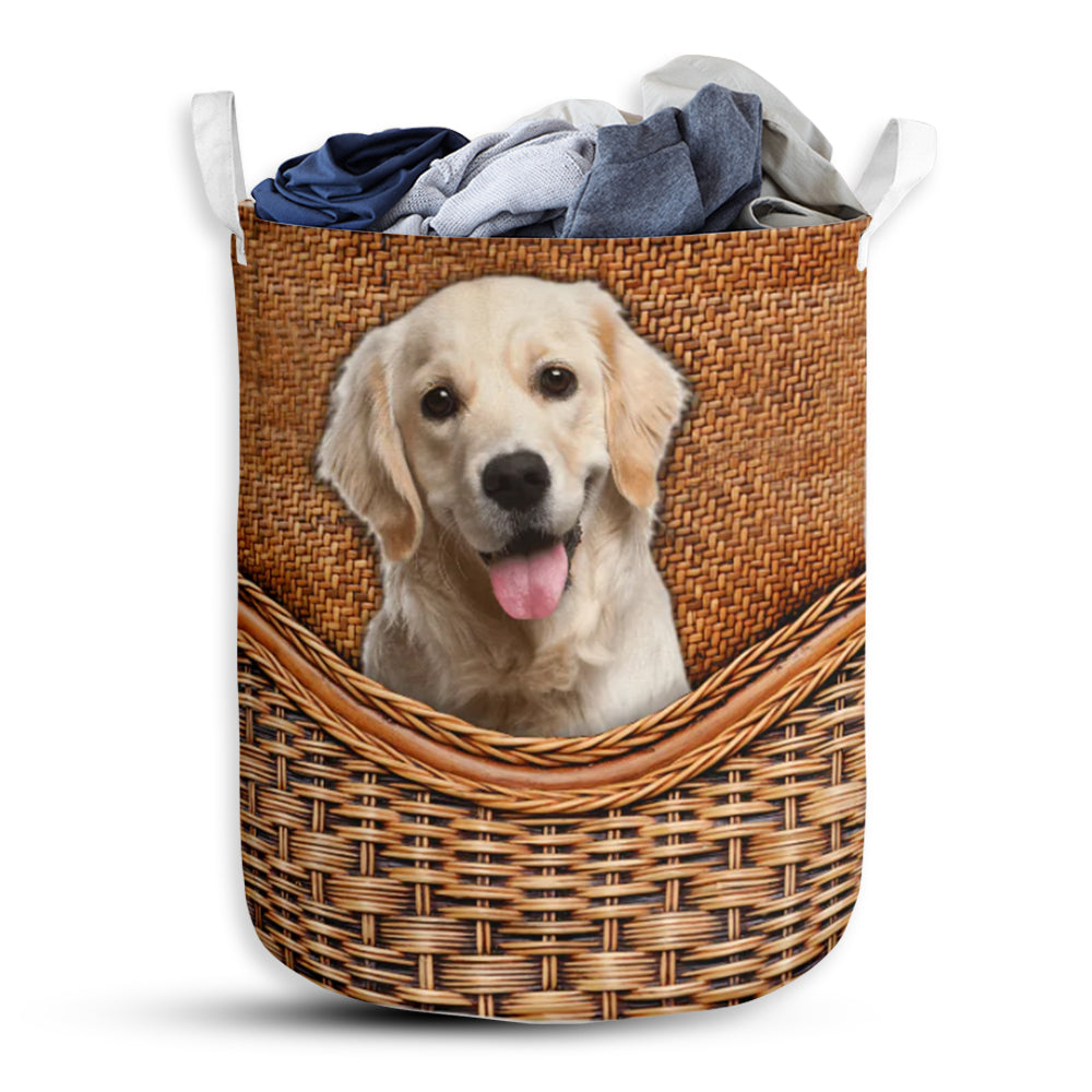 Labrador Dog Rattan Teaxture - Laundry Basket - Owls Matrix LTD