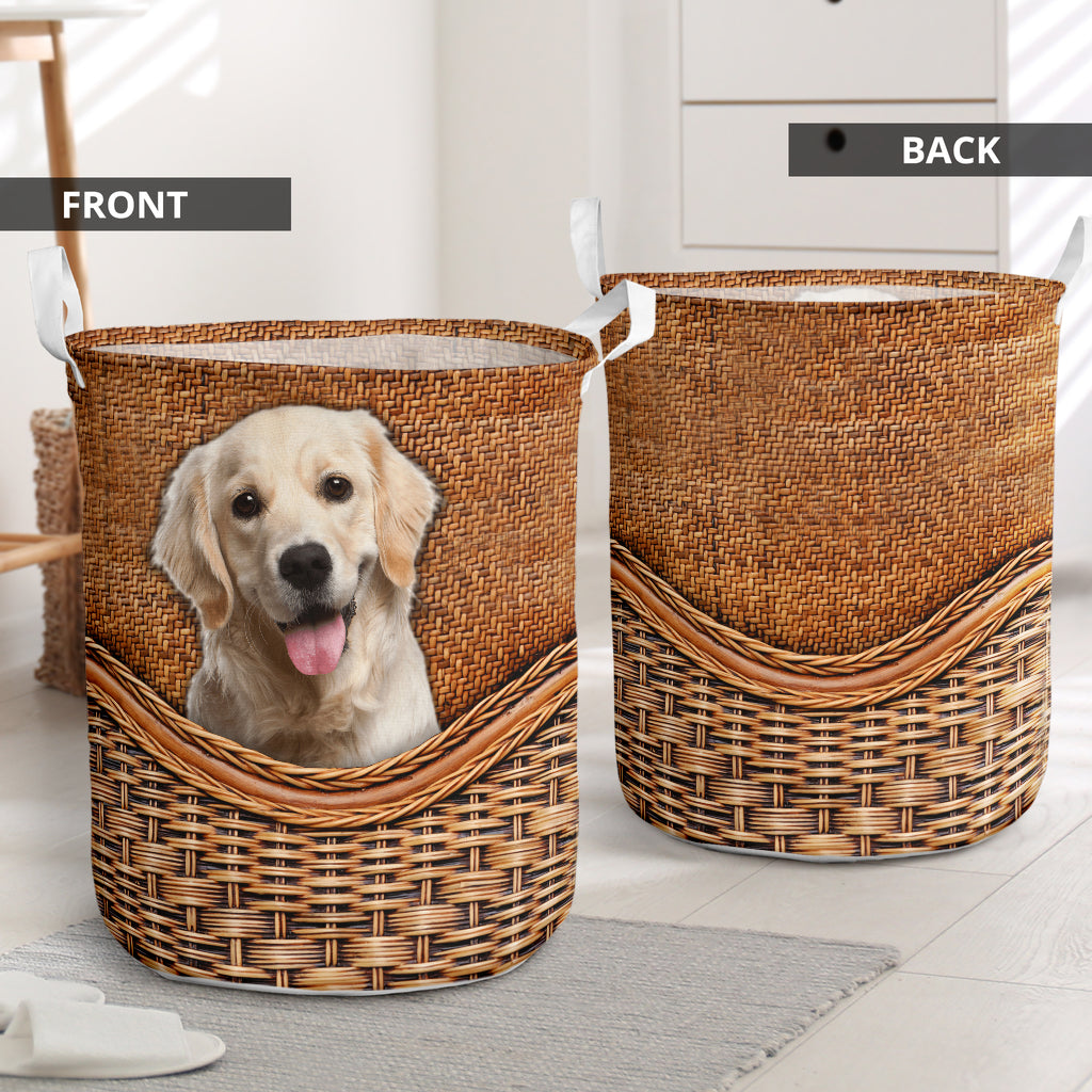Labrador Dog Rattan Teaxture - Laundry Basket - Owls Matrix LTD