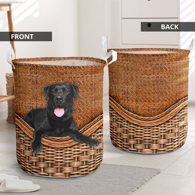 Labrador Retriever Dog Rattan Teaxture - Laundry Basket - Owls Matrix LTD