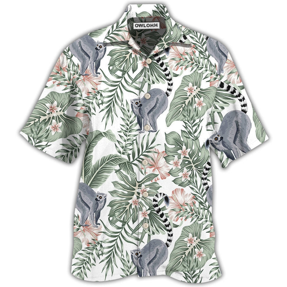 Hawaiian Shirt / Adults / S Lemur And Tropical Leaf - Hawaiian Shirt - Owls Matrix LTD