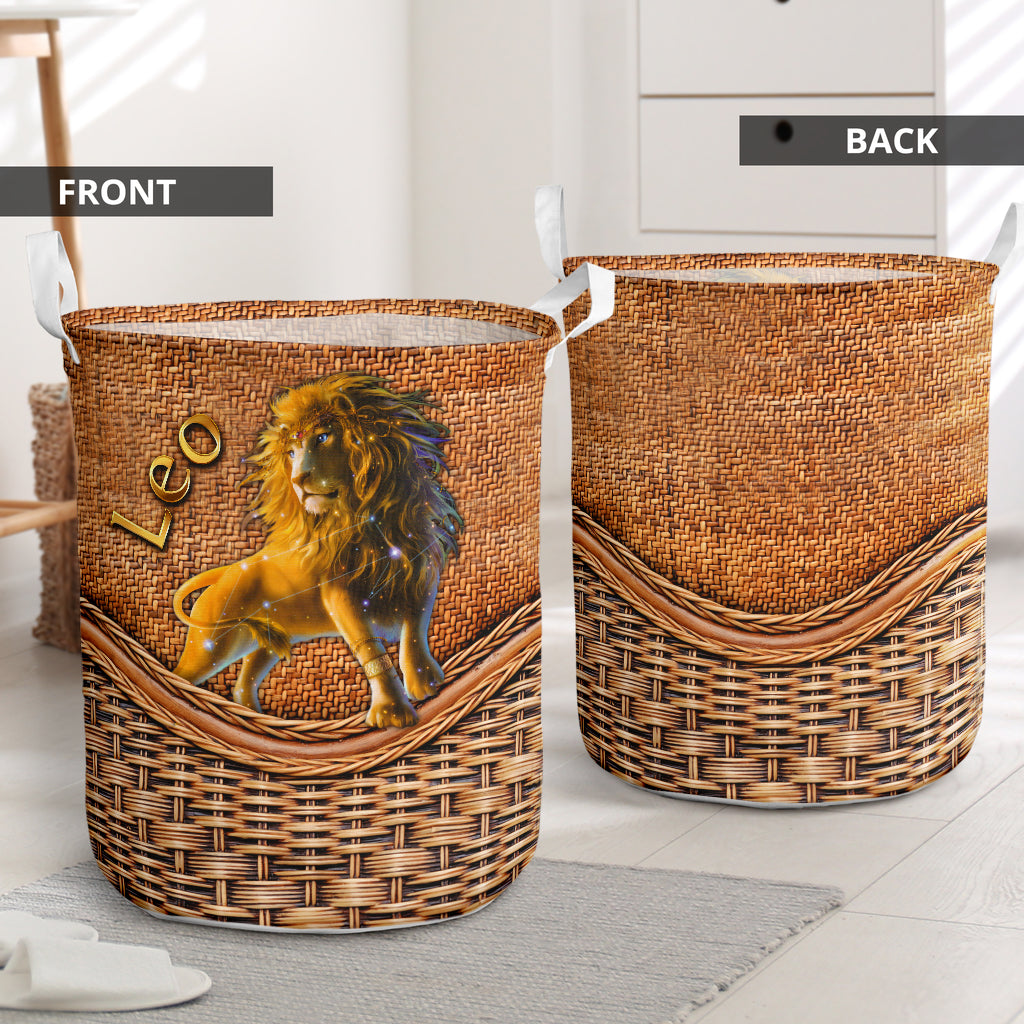 Leo Zodiac Rattan Teaxture - Laundry Basket - Owls Matrix LTD
