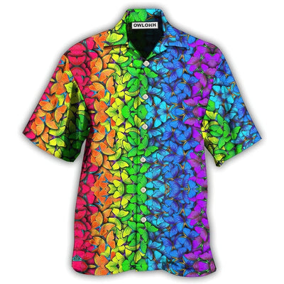 Hawaiian Shirt / Adults / S LGBT Colorful Rainbow Butterfly - Hawaiian Shirt - Owls Matrix LTD