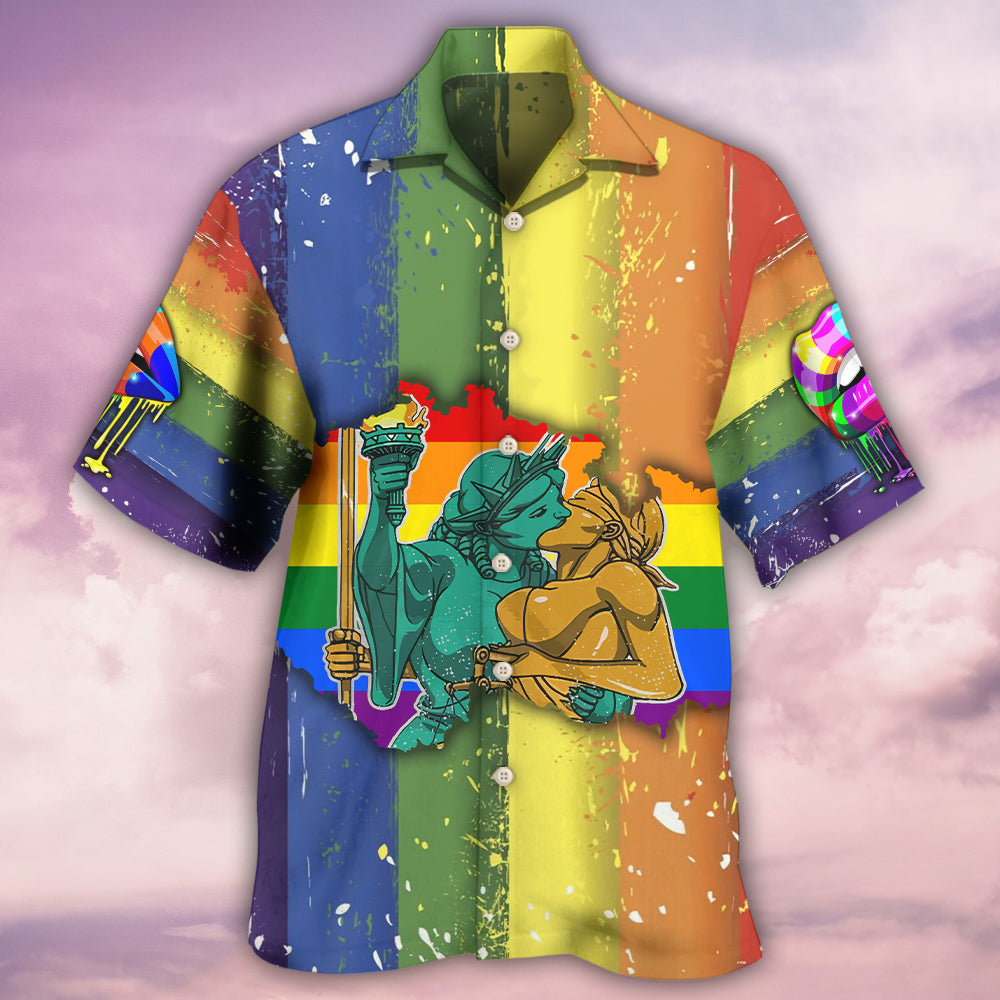 LGBT Liberty And Justice For All Cool - Hawaiian Shirt - Owls Matrix LTD
