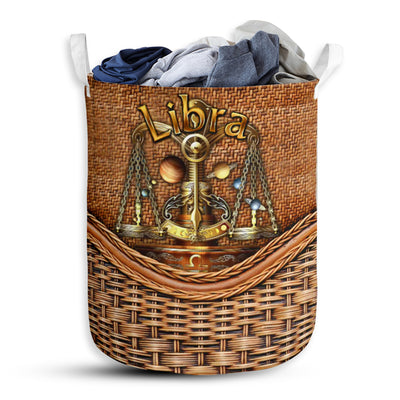 Libra Zodiac Rattan Teaxture - Laundry Basket - Owls Matrix LTD
