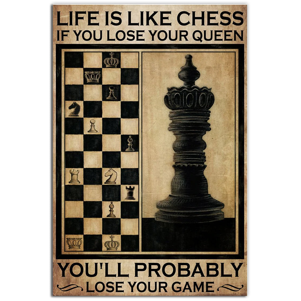 12x18 Inch Chess Life Is Like Chess - Vertical Poster - Owls Matrix LTD