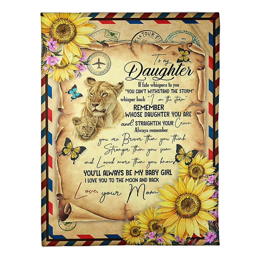 50" x 60" Lion I Love You Best Gift For Daughter - Flannel Blanket - Owls Matrix LTD