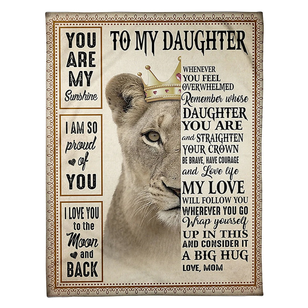 50" x 60" Lion You Are My Sunshine Special Gift For Daughter - Flannel Blanket - Owls Matrix LTD