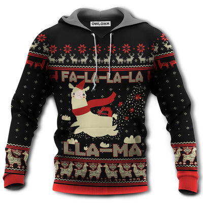 Unisex Hoodie / S Llama Merry Christmas Funny Style - Hoodie - Owls Matrix LTD