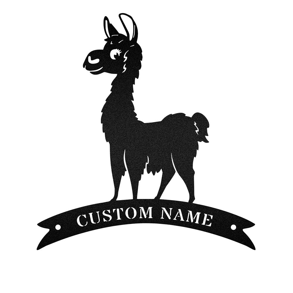 Llama Monogram Personalized - Two Colours Led Lights Metal - Owls Matrix LTD