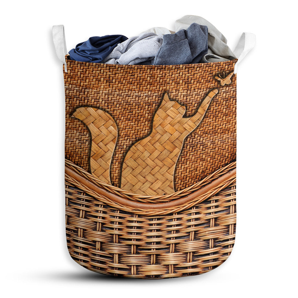 S: 17.72”x13.78” (45x35 cm) Cat Lovely Cat Basic Style - Laundry Basket - Owls Matrix LTD