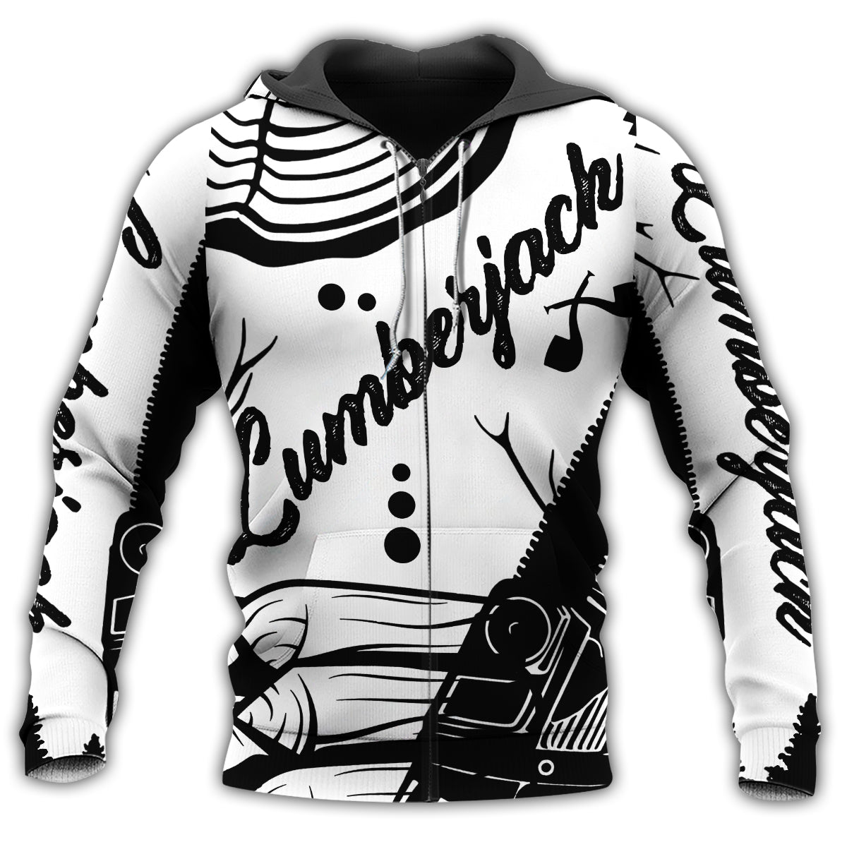 Zip Hoodie / S Lumberjack Black And White Style - Hoodie - Owls Matrix LTD