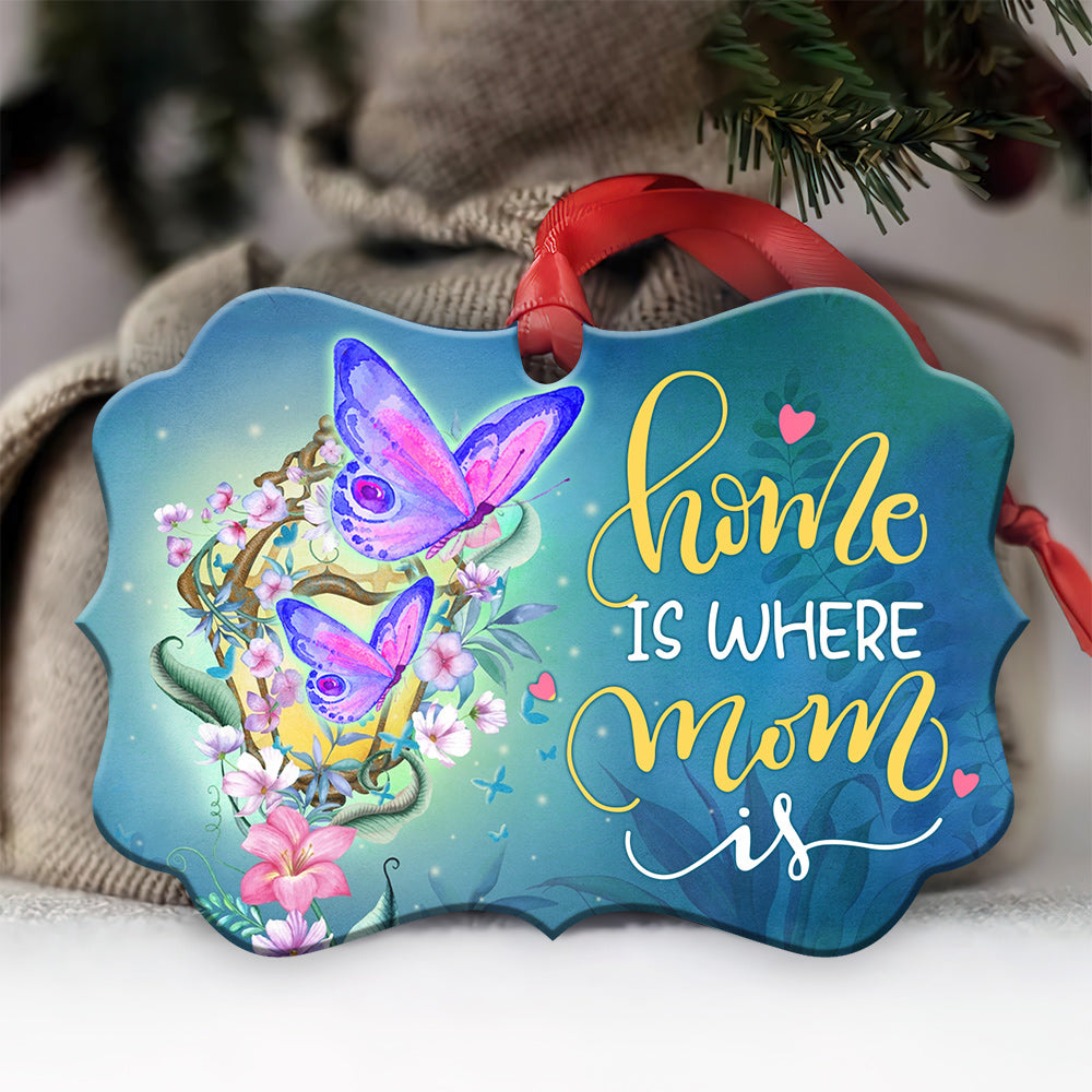 Butterfly Home Is Where Mom Is - Horizontal Ornament - Owls Matrix LTD