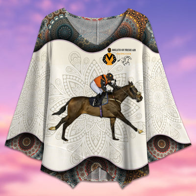 Horse Racing Club Mandala Pattern - V-neck T-shirt - Owls Matrix LTD
