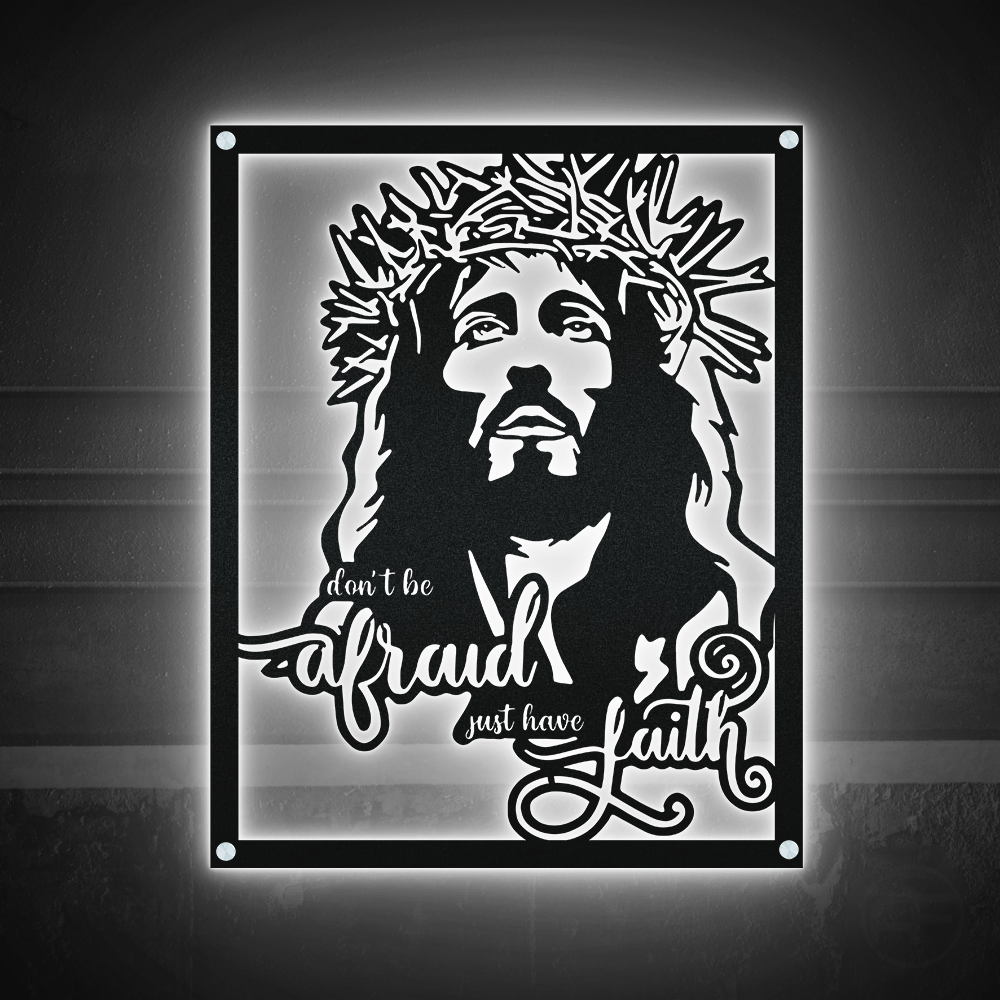 12"x12" Jesus Don't Be Afraid Just Have Faith Catholic - Led Light Metal - Owls Matrix LTD