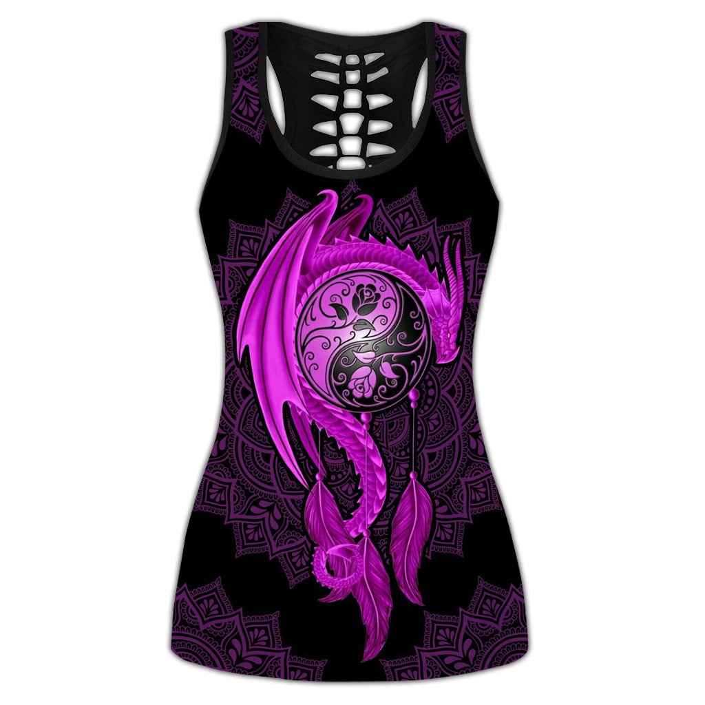 S Dragon Mandala Purple Dragon Tattoo Art With Purple - Tank Top Hollow - Owls Matrix LTD